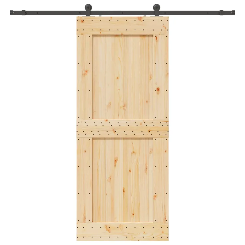 Slankios durys NARVIK Natūrali ir juoda 95 x 210 cm (213,5 cm)