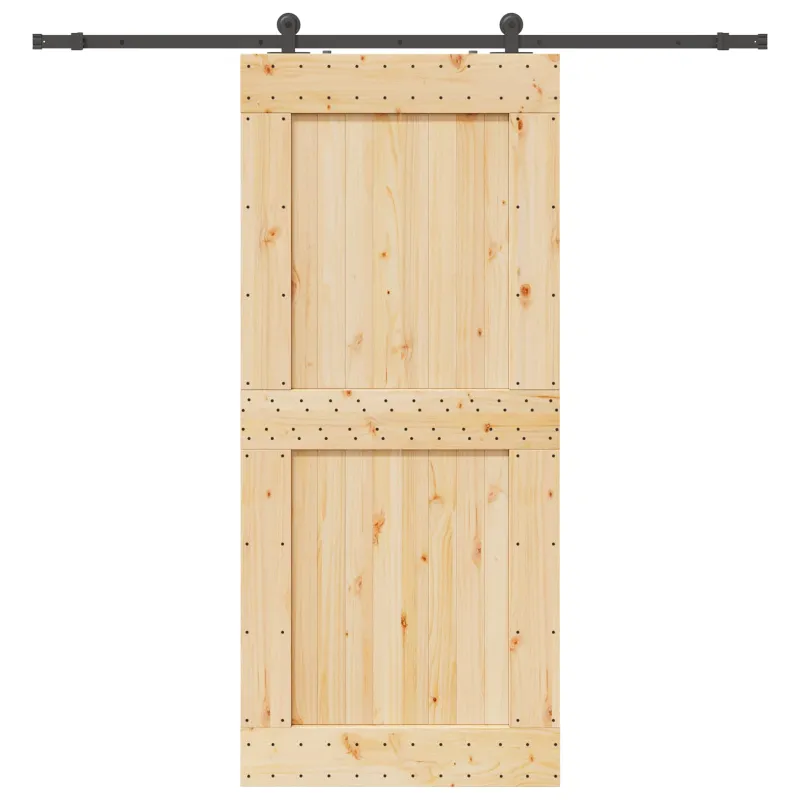 Slankios durys NARVIK Natūrali ir juoda 100 x 210 cm (213,5 cm)