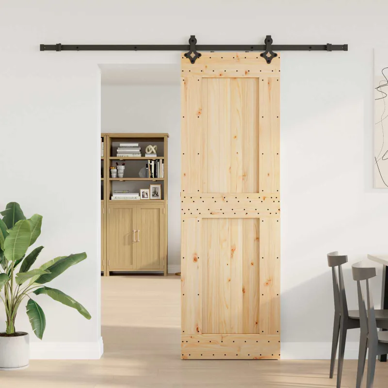 Slankios durys NARVIK Natūrali ir juoda 70 x 210 cm (213,5 cm)
