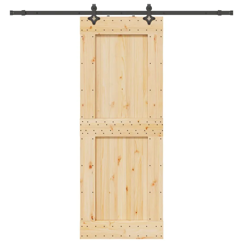 Slankios durys NARVIK Natūrali ir juoda 85 x 210 cm (213,5 cm)