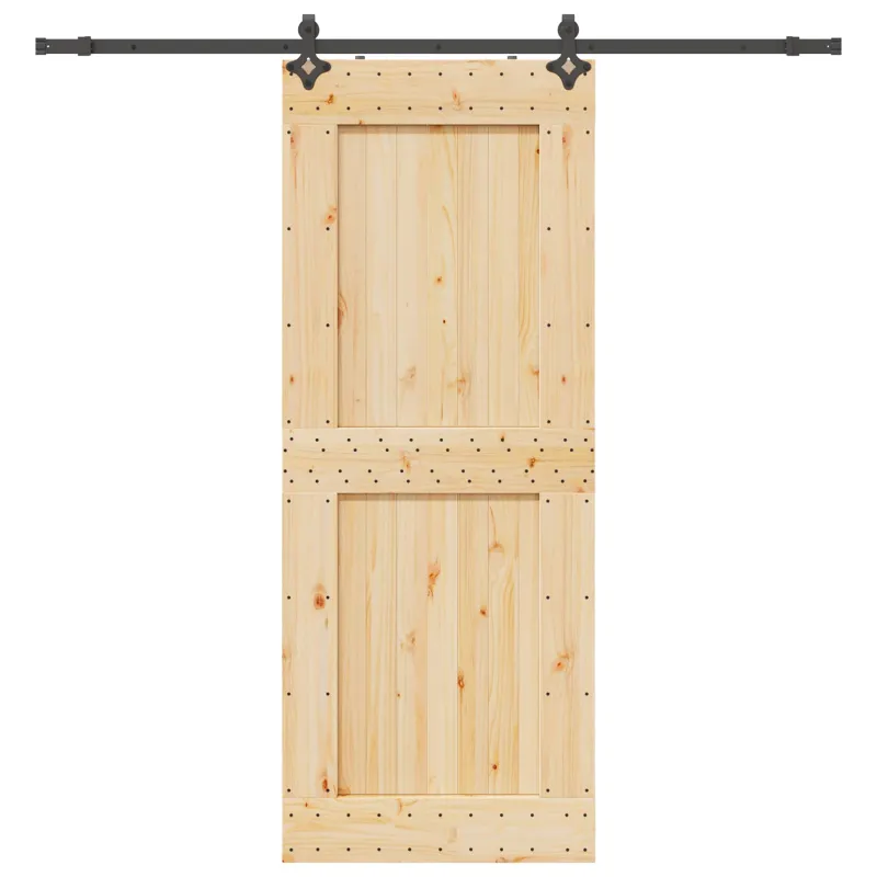 Slankios durys NARVIK Natūrali ir juoda 90 x 210 cm (213,5 cm)