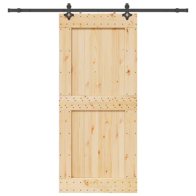 Slankios durys NARVIK Natūrali ir juoda 100 x 210 cm (213,5 cm)