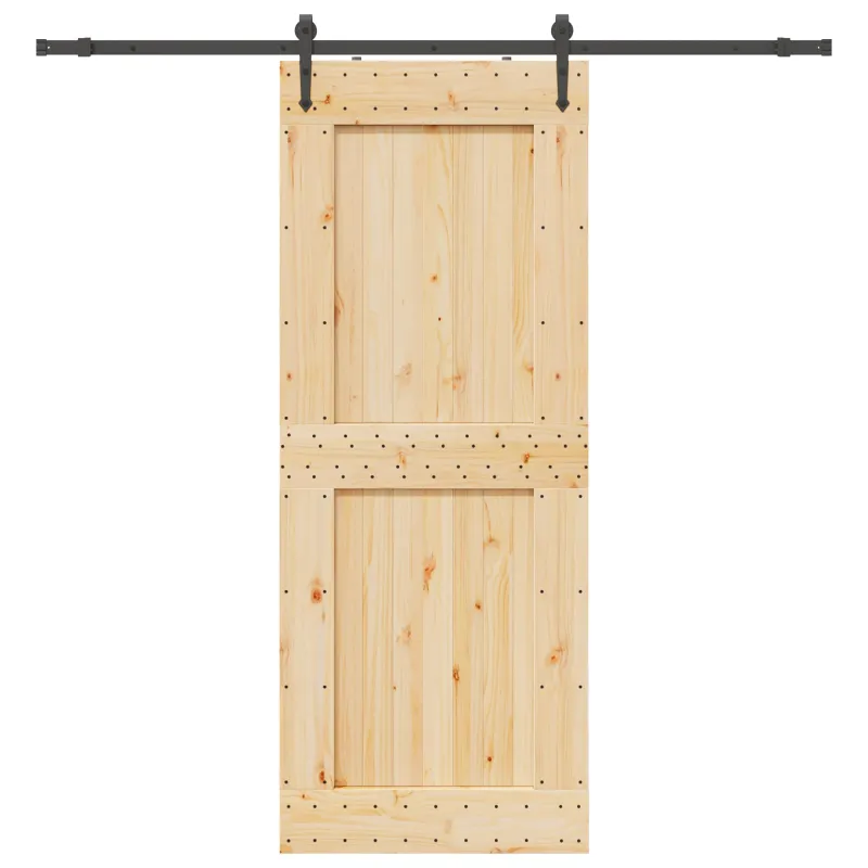 Slankios durys NARVIK Natūrali ir juoda 90 x 210 cm (213,5 cm)