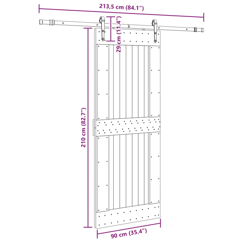 Slankios durys NARVIK Natūrali ir juoda 90 x 210 cm (213,5 cm)