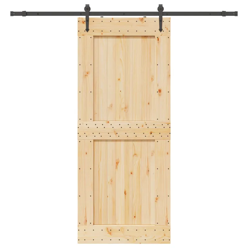 Slankios durys NARVIK Natūrali ir juoda 95 x 210 cm (213,5 cm)