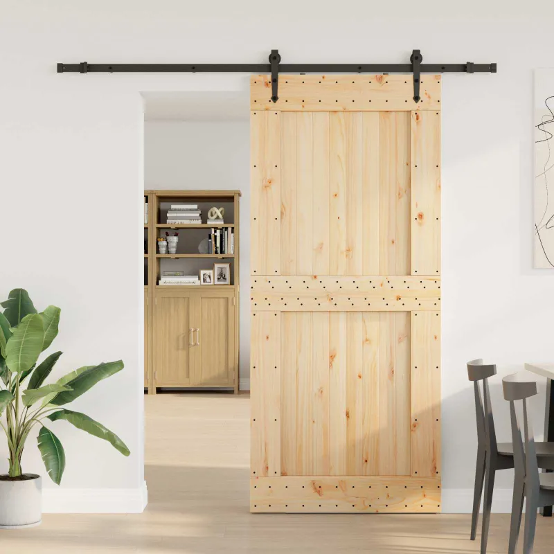 Slankios durys NARVIK Natūrali ir juoda 100 x 210 cm (213,5 cm)