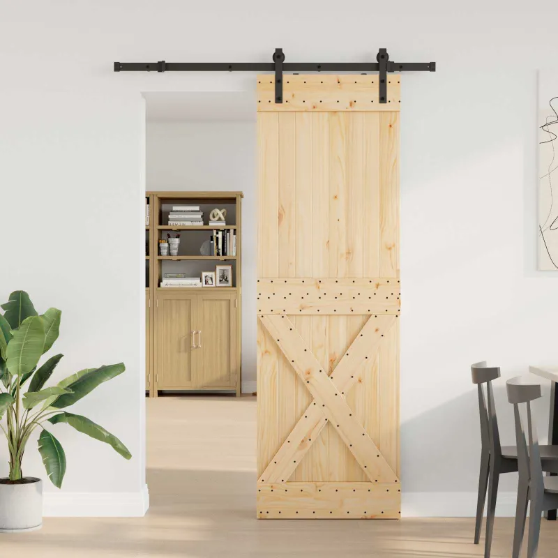 Slankios durys NARVIK Natūrali ir juoda 70 x 210 cm (152,5 cm)