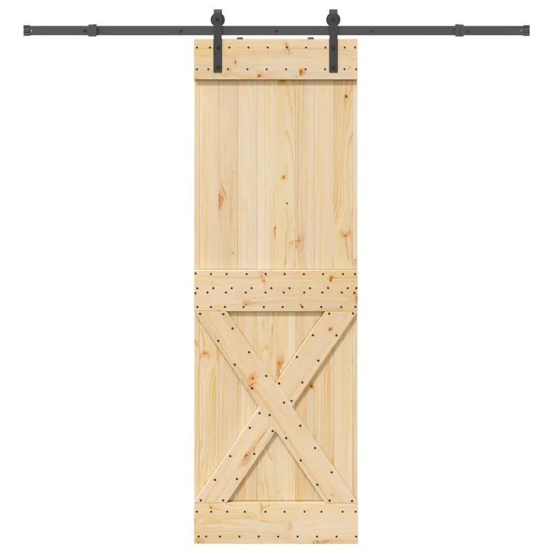 Slankios durys NARVIK Natūrali ir juoda 70 x 210 cm (213,5 cm)