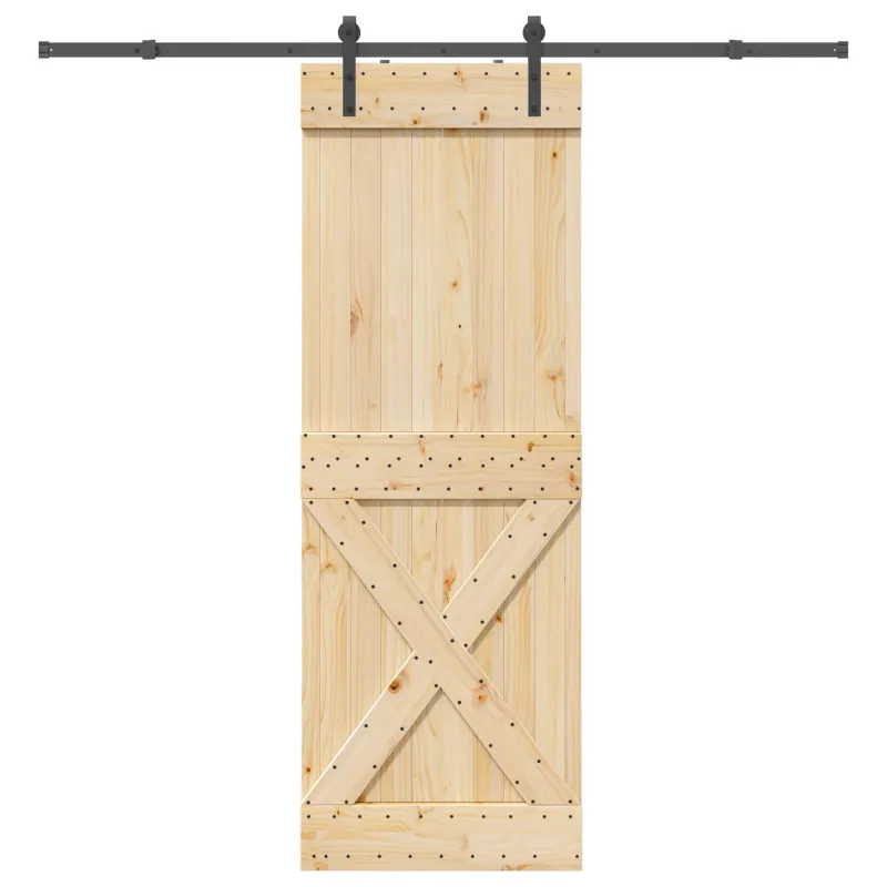 Slankios durys NARVIK Natūrali ir juoda 80 x 210 cm (213,5 cm)