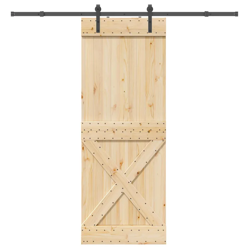 Slankios durys NARVIK Natūrali ir juoda 85 x 210 cm (213,5 cm)