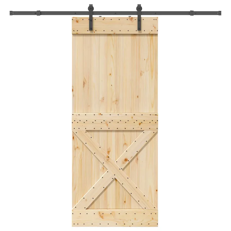 Slankios durys NARVIK Natūrali ir juoda 90 x 210 cm (213,5 cm)