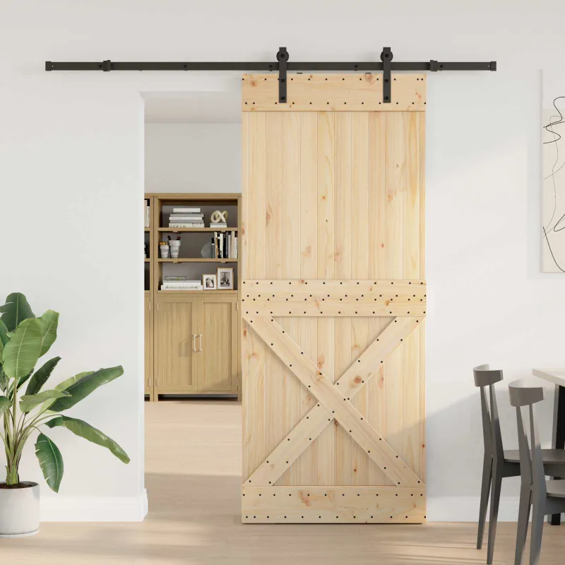 Slankios durys NARVIK Natūrali ir juoda 95 x 210 cm (213,5 cm)