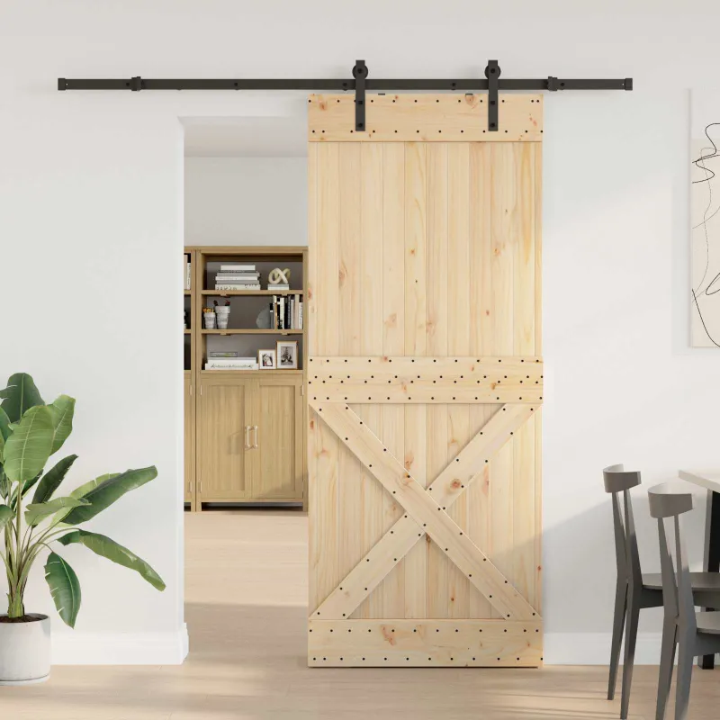 Slankios durys NARVIK Natūrali ir juoda 100 x 210 cm (213,5 cm)