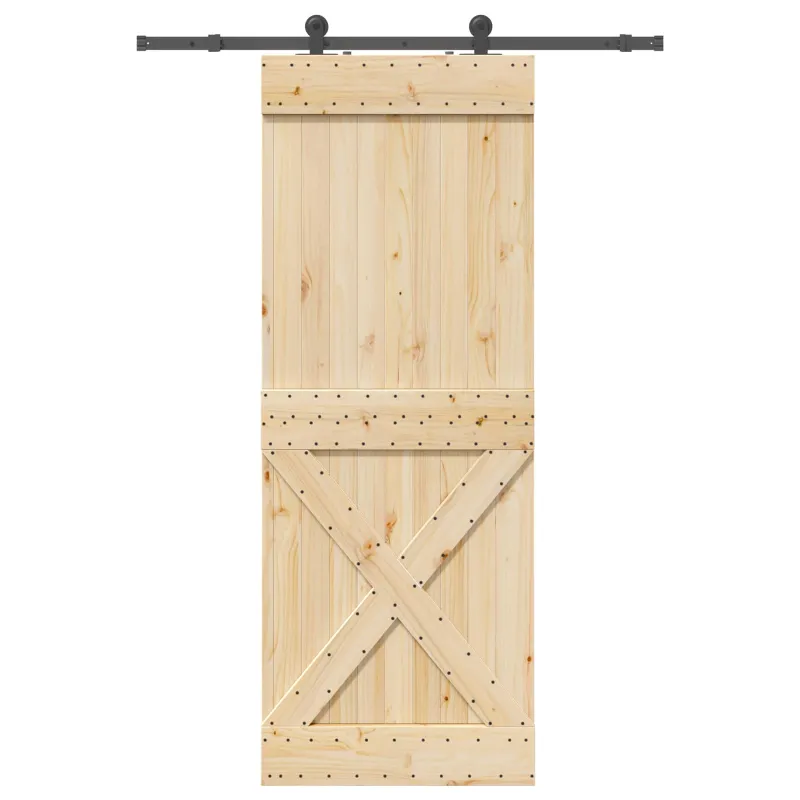 Slankios durys NARVIK Natūrali ir juoda 85 x 210 cm (152,5 cm)