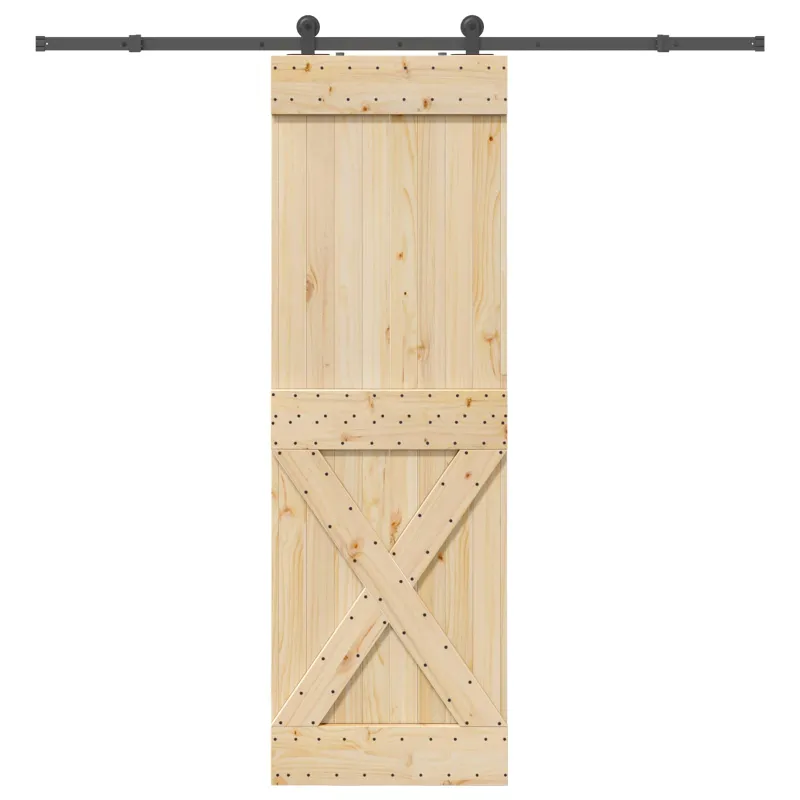 Slankios durys NARVIK Natūrali ir juoda 70 x 210 cm (213,5 cm)