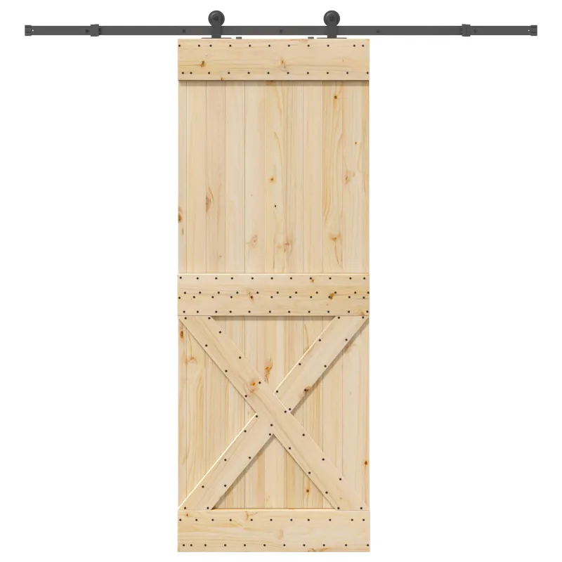 Slankios durys NARVIK Natūrali ir juoda 85 x 210 cm (213,5 cm)