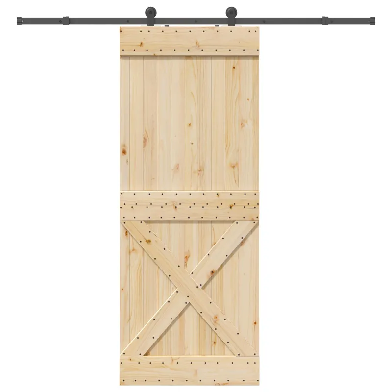 Slankios durys NARVIK Natūrali ir juoda 90 x 210 cm (213,5 cm)