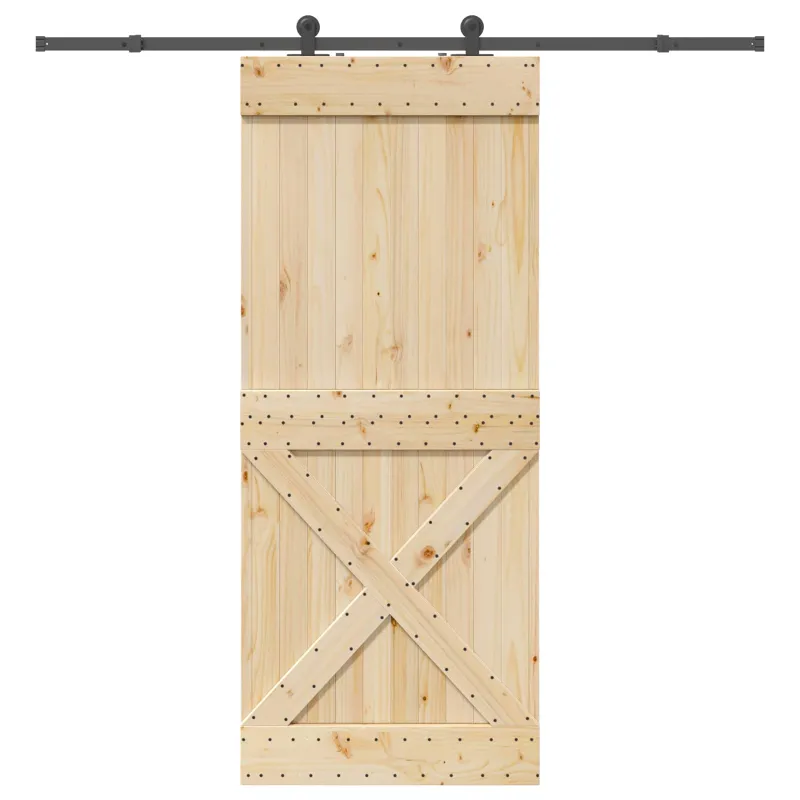 Slankios durys NARVIK Natūrali ir juoda 95 x 210 cm (213,5 cm)
