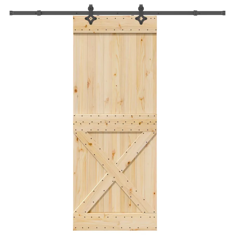 Slankios durys NARVIK Natūrali ir juoda 90 x 210 cm (213,5 cm)
