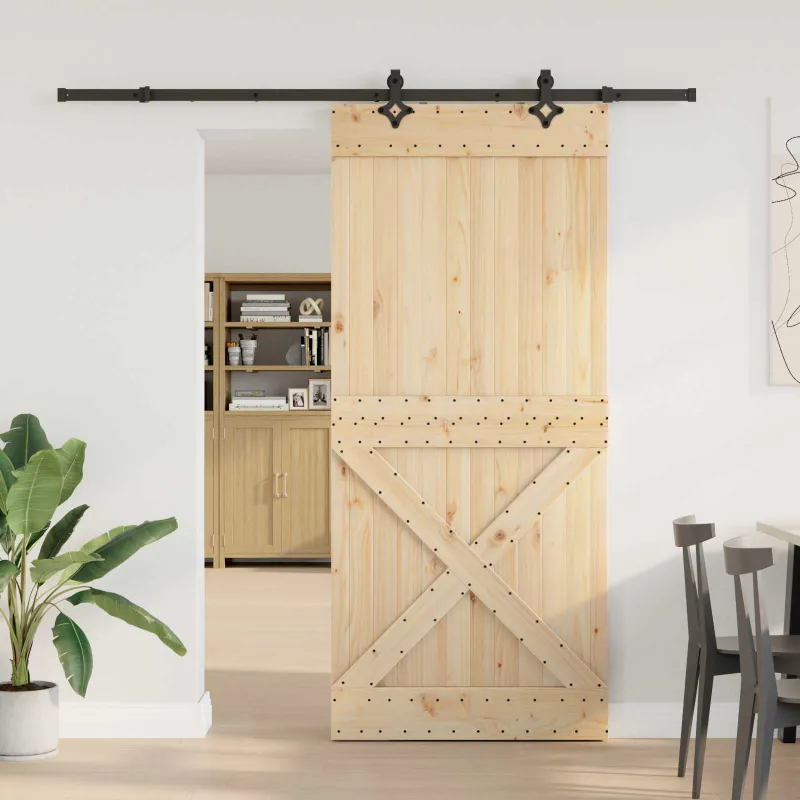 Slankios durys NARVIK Natūrali ir juoda 100 x 210 cm (213,5 cm)