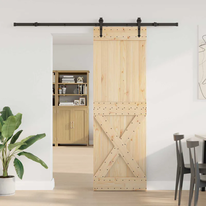 Slankios durys NARVIK Natūrali ir juoda 70 x 210 cm (213,5 cm)