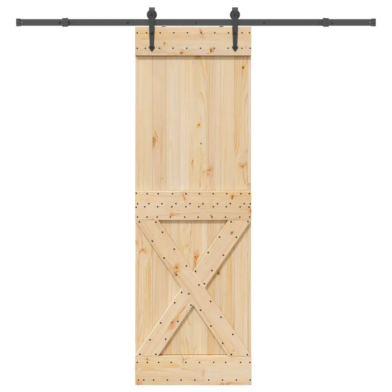 Slankios durys NARVIK Natūrali ir juoda 70 x 210 cm (213,5 cm)