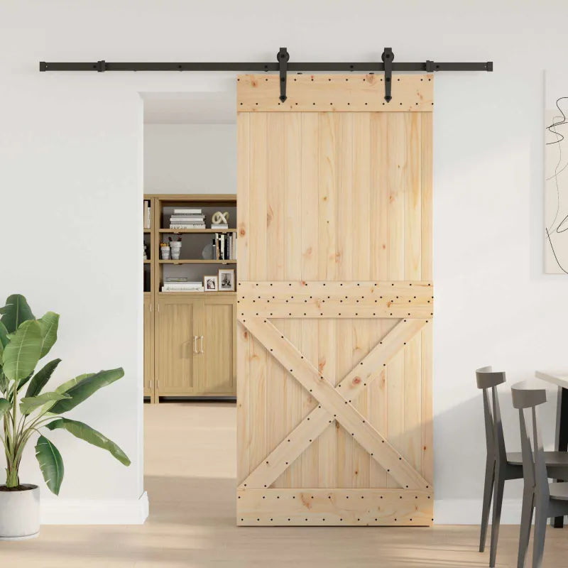 Slankios durys NARVIK Natūrali ir juoda 90 x 210 cm (213,5 cm)