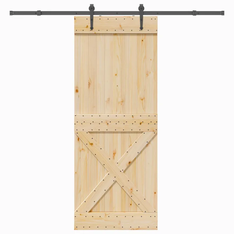 Slankios durys NARVIK Natūrali ir juoda 90 x 210 cm (213,5 cm)