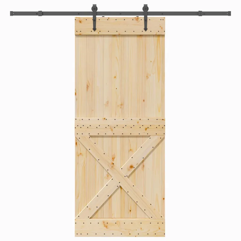 Slankios durys NARVIK Natūrali ir juoda 95 x 210 cm (213,5 cm)