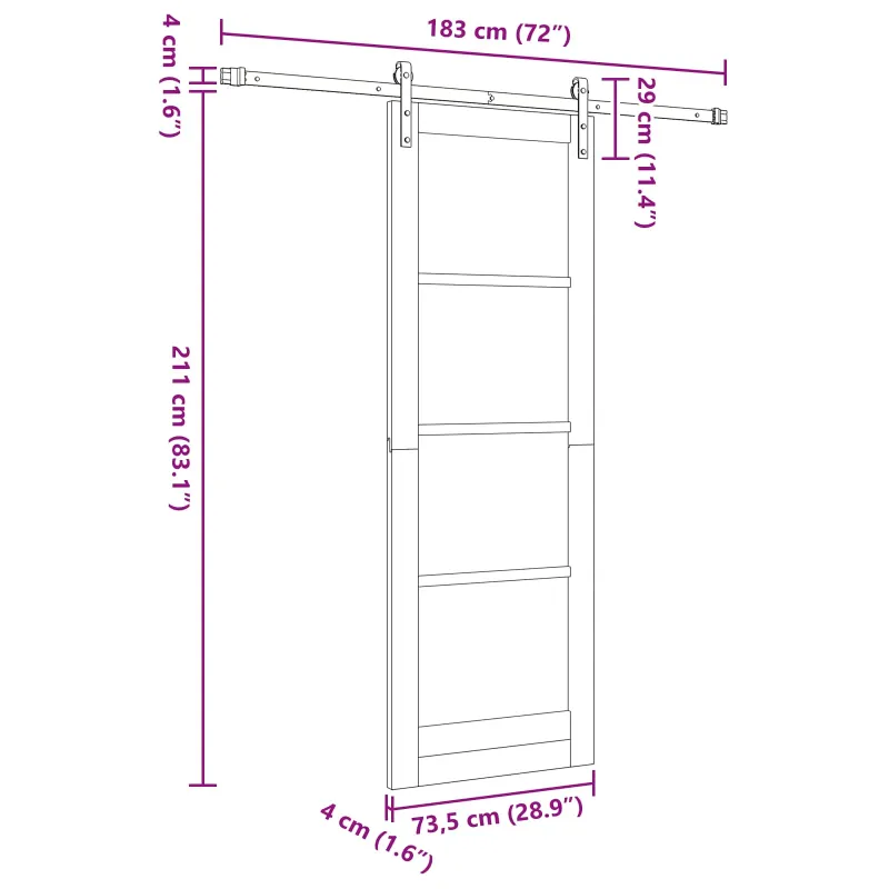 Slankios durys Natūrali ir juoda 73,5 x 211 cm