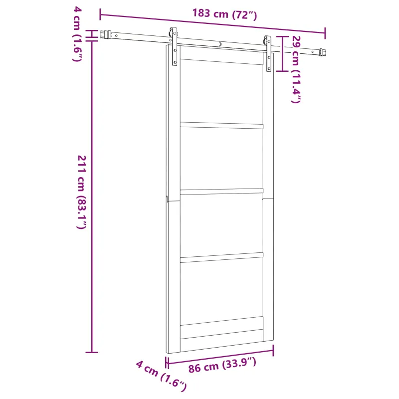 Slankios durys Natūrali ir juoda 86 x 211 cm