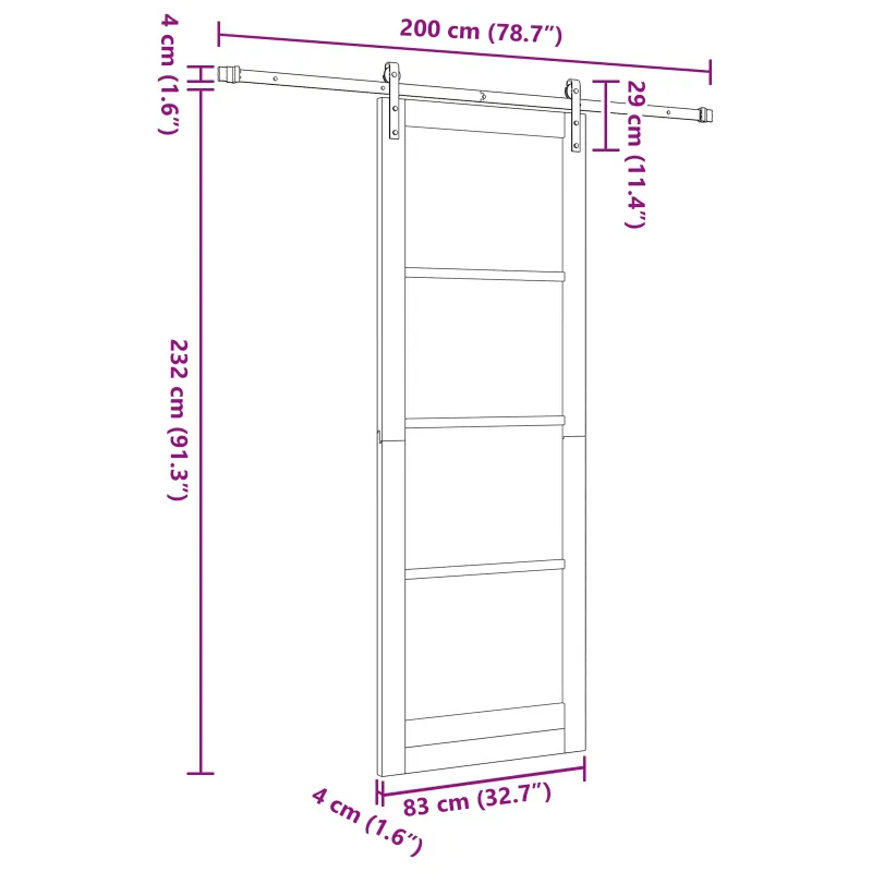 Slankios durys Balta ir juoda 83 x 232 cm