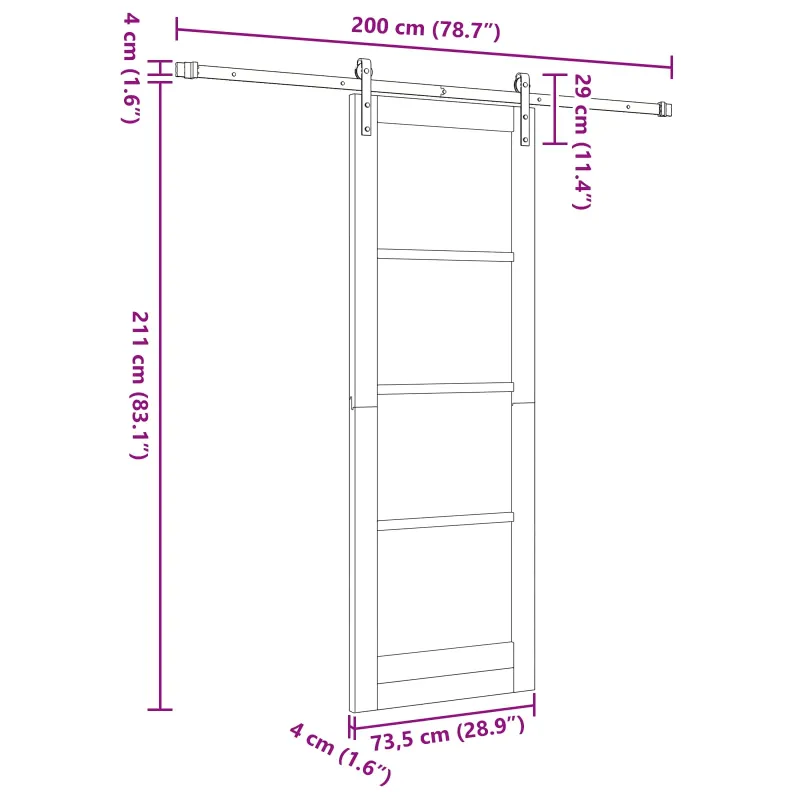 Slankios durys Natūrali ir Balta 73,5 x 211 cm