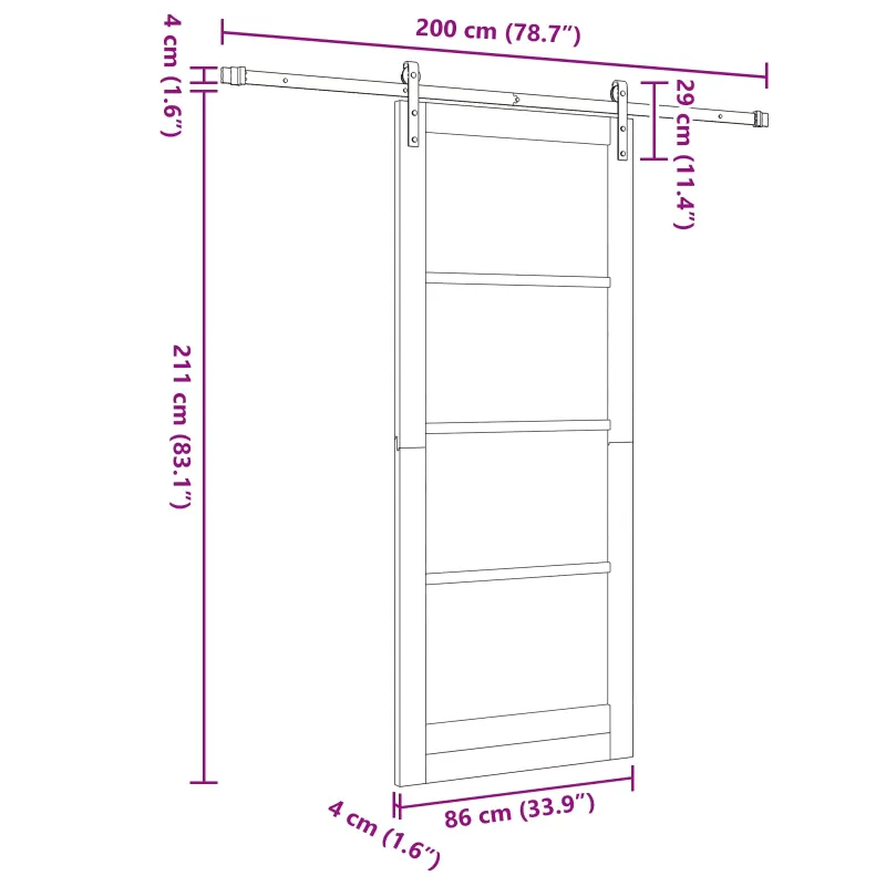 Slankios durys Natūrali ir Balta 86 x 211 cm