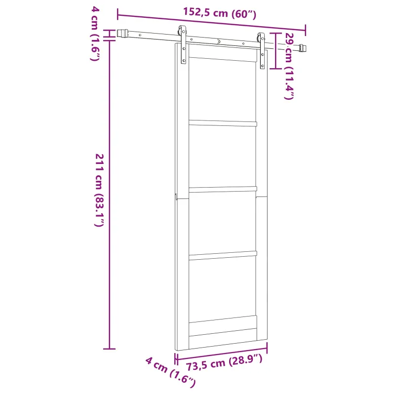 Slankios durys Natūrali 73,5 x 211 cm Pušies medienos masyvas