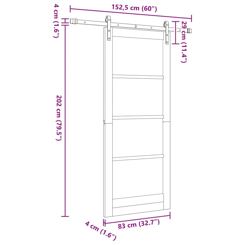 Slankios durys Balta 83 x 202 cm Pušies medienos masyvas