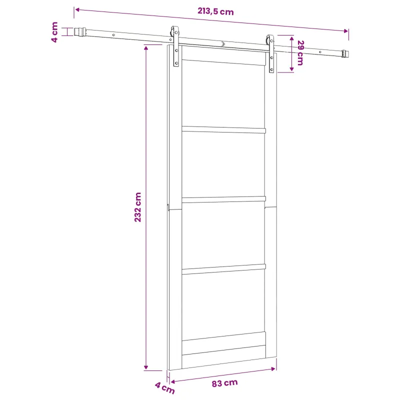 Slankios durys Natūrali 83 x 232 cm Pušies medienos masyvas