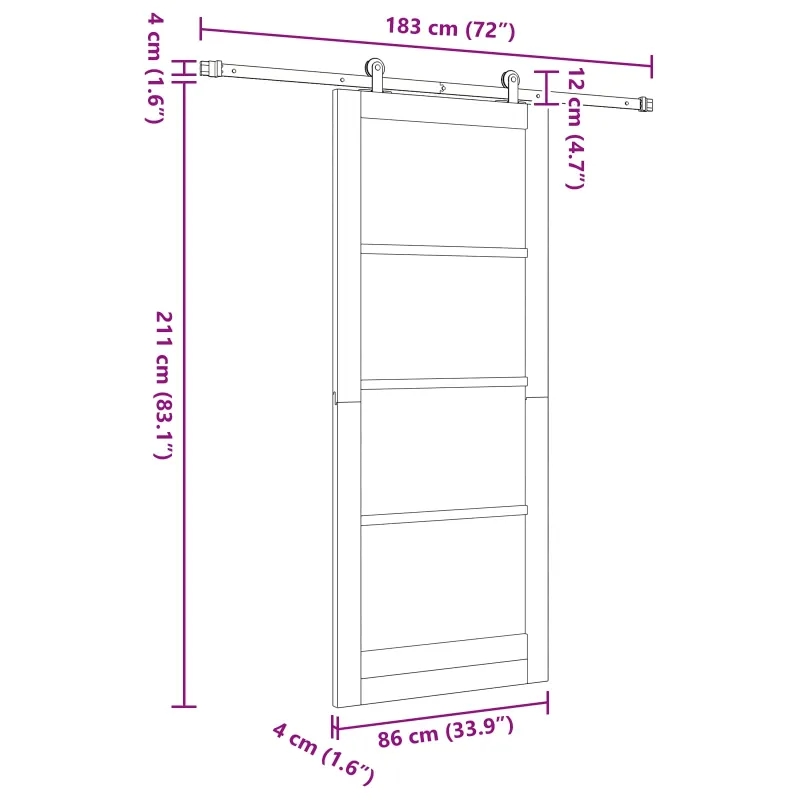 Slankios durys Natūrali ir juoda 86 x 211 cm