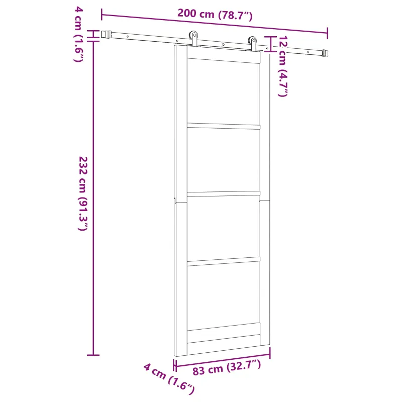 Slankios durys Balta ir juoda 83 x 232 cm