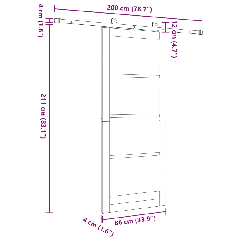 Slankios durys Natūrali ir juoda 86 x 211 cm