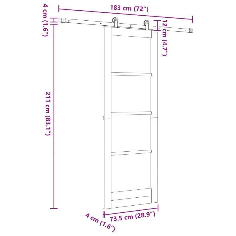 Slankios durys Natūrali ir Balta 73,5 x 211 cm