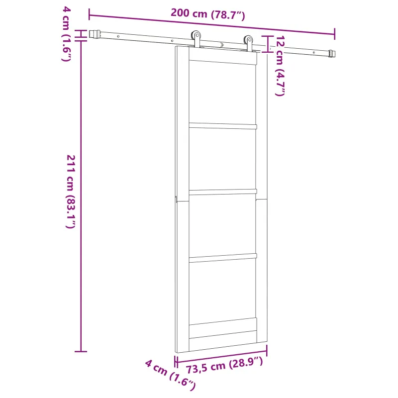 Slankios durys Natūrali ir Balta 73,5 x 211 cm