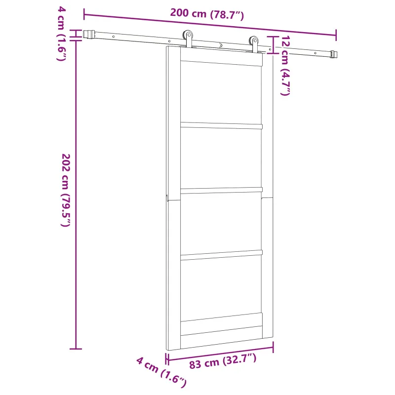 Slankios durys Balta 83 x 202 cm Pušies medienos masyvas
