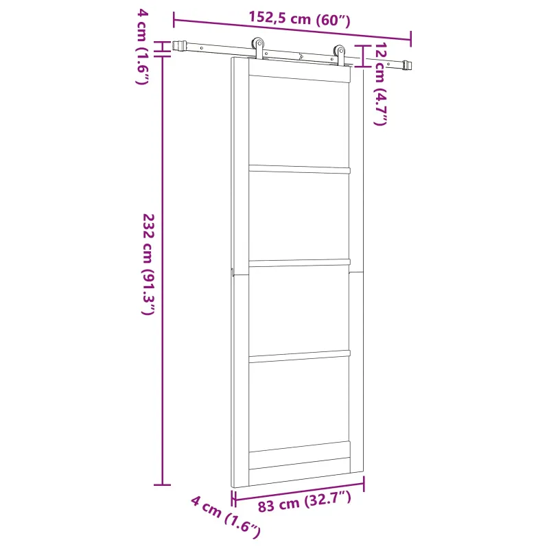 Slankios durys ORKDAL Natūrali 83 x 232 cm