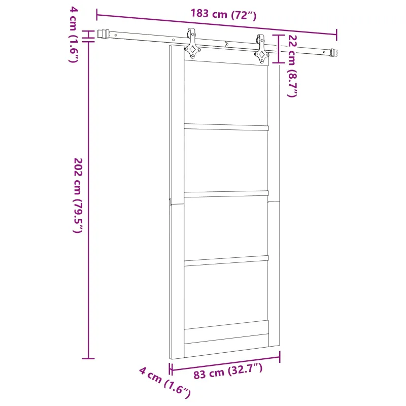 Slankios durys Balta ir juoda 83 x 202 cm