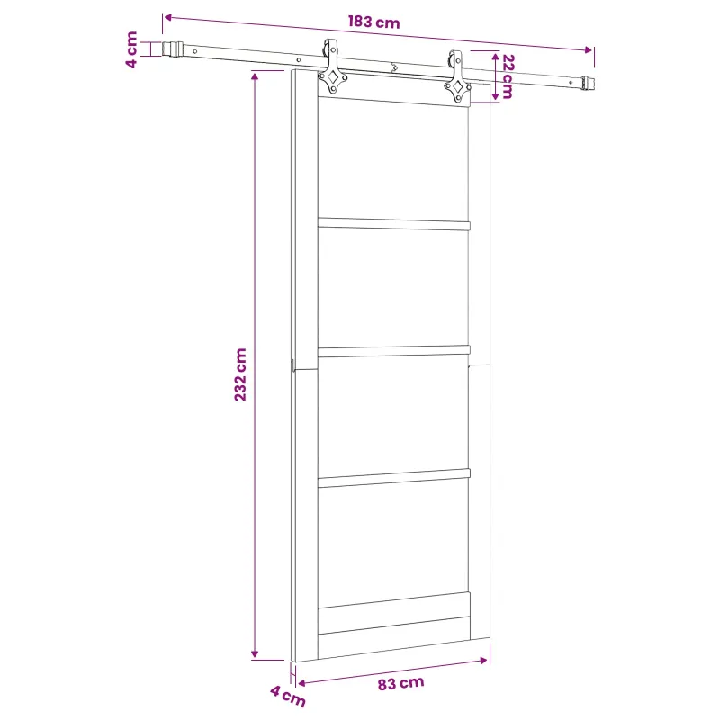 Slankios durys Natūrali ir Balta 83 x 232 cm