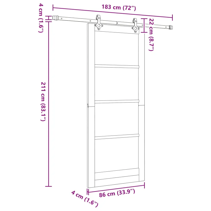 Slankios durys Natūrali ir Balta 86 x 211 cm