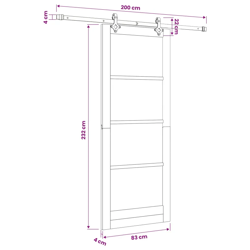 Slankios durys Natūrali ir Balta 83 x 232 cm