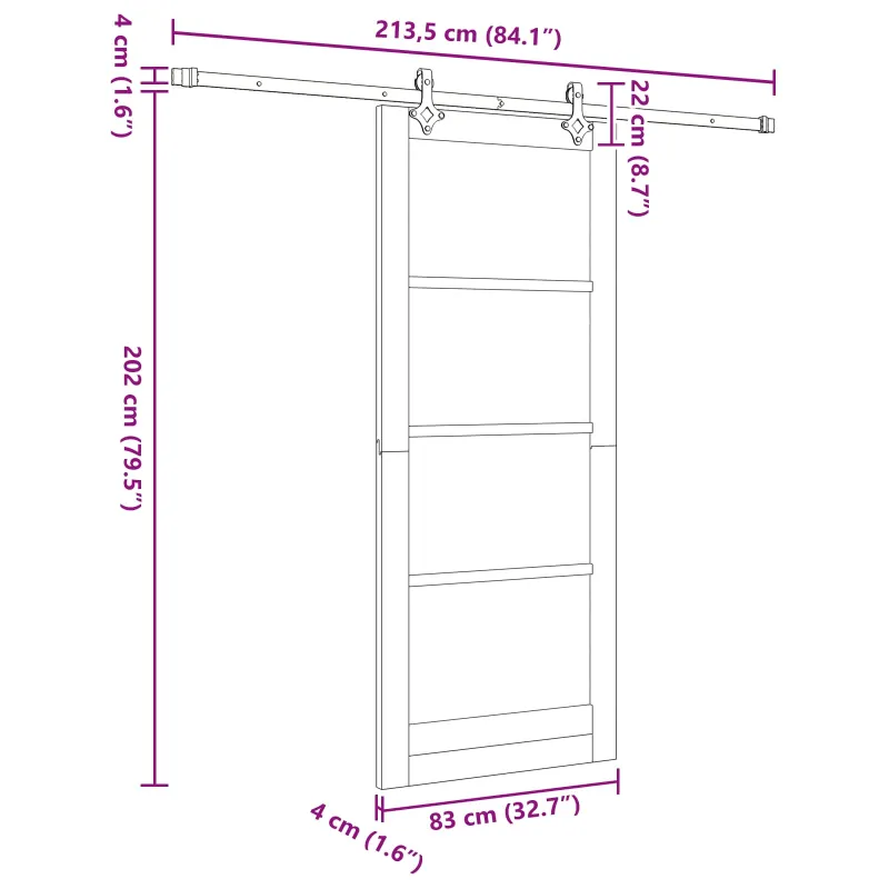 Slankios durys ORKDAL Balta 83 x 202 cm Pušies medienos masyvas