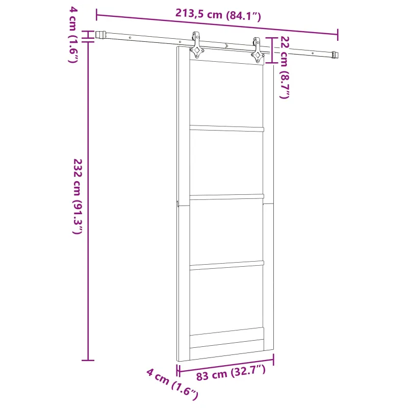 Slankios durys ORKDAL Natūrali 83 x 232 cm